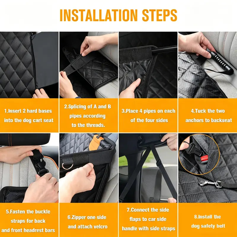 Premium Large Dog Car Seat with Triple Mesh Windows - Waterproof, Stable, Ventilated Quilted Pet Back Seat Extender with Rigid Base, Durable Protection Cover for Vehicles
