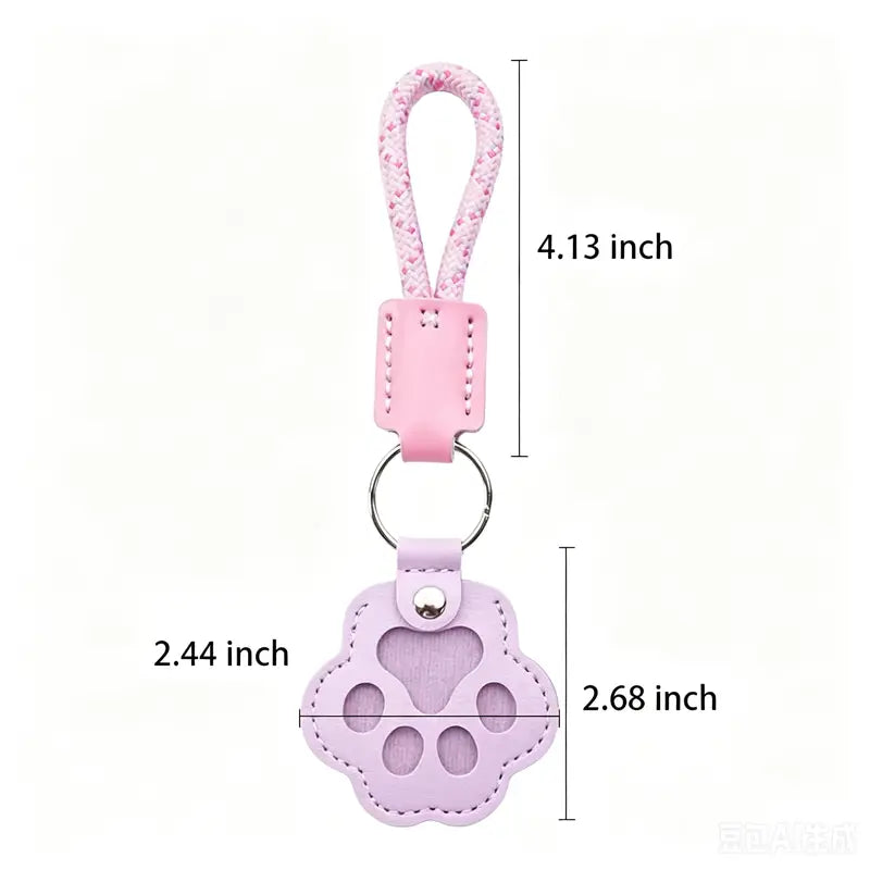 HOLDNEAR Leather Pet Paw Keepsake Keychain with Rope Lanyard - Memorial Charm for Dog and Cat Loss, Thoughtful Sympathy Gift for Pet Owners