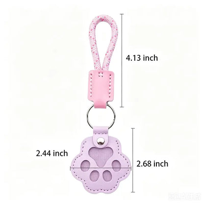 HOLDNEAR Leather Pet Paw Keepsake Keychain with Rope Lanyard - Memorial Charm for Dog and Cat Loss, Thoughtful Sympathy Gift for Pet Owners