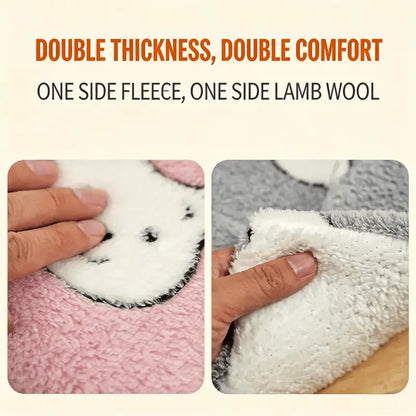 Flannel Pet Sleeping Bed - Thick Plush with Soft Padding, Stain-Resistant and Machine Washable, Available in Two Sizes (69x52 cm, 89x68 cm) for Dogs and Cats