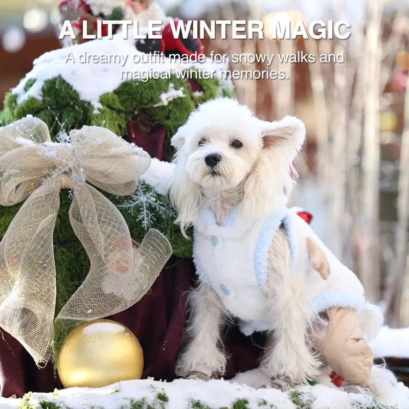Snowman Christmas Pet Costume - Cozy Plush Hooded Outfit with D-Ring Leash Hole for Small to Medium Dogs and Cats, Winter Holiday Apparel