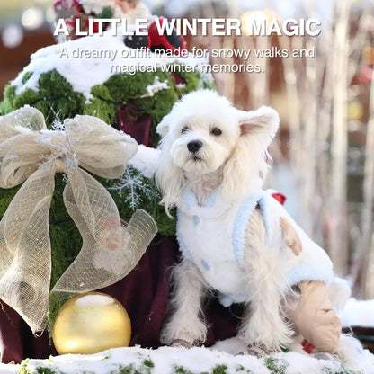 Snowman Christmas Pet Costume - Cozy Plush Hooded Outfit with D-Ring Leash Hole for Small to Medium Dogs and Cats, Winter Holiday Apparel