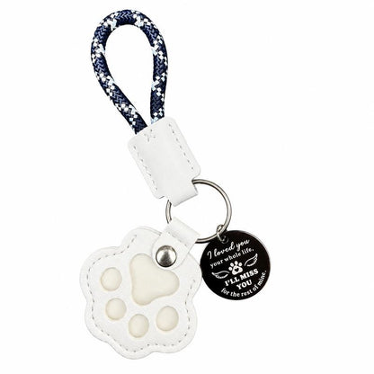 HOLDNEAR Leather Pet Paw Keepsake Keychain with Rope Lanyard - Memorial Charm for Dog and Cat Loss, Thoughtful Sympathy Gift for Pet Owners