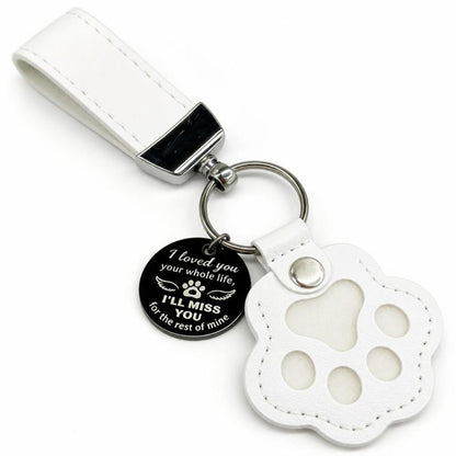 HOLDNEAR Leather Pet Paw Keepsake Keychain with Rope Lanyard - Memorial Charm for Dog and Cat Loss, Thoughtful Sympathy Gift for Pet Owners