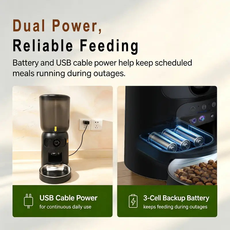 Taleboss Smart Automatic Cat Feeder with Camera, 5L Capacity, Laser Toy, 1080P HD, App Control, Night Vision, Dual Band Wi-Fi, and Two-Way Audio