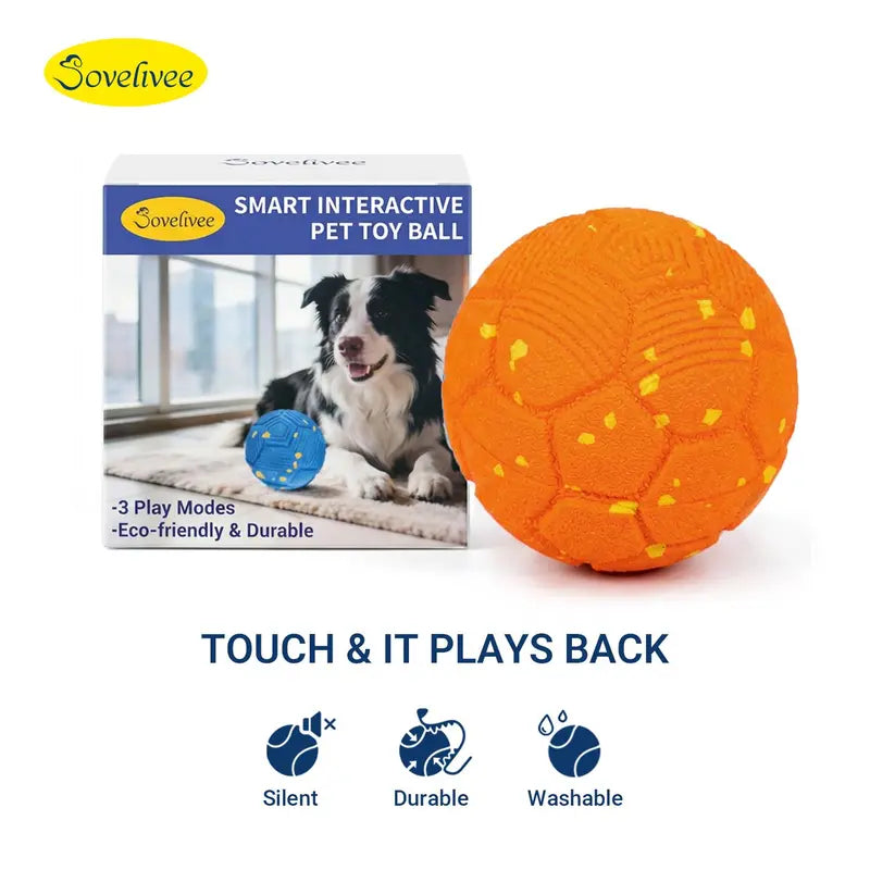 Sovelivee Interactive Plaid Dog Ball - Motion-Activated, USB-Rechargeable Smart Chew Toy with Silent Mode, Durable Design for Indoor Exercise and Boredom Relief