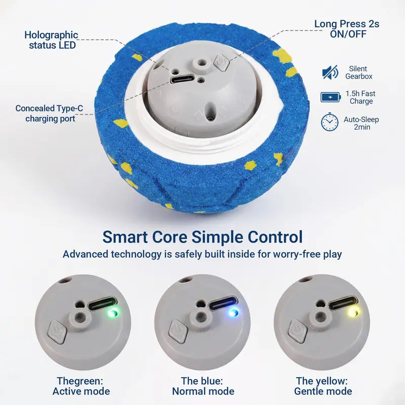 Sovelivee Interactive Plaid Dog Ball - Motion-Activated, USB-Rechargeable Smart Chew Toy with Silent Mode, Durable Design for Indoor Exercise and Boredom Relief