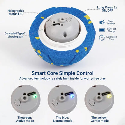 Sovelivee Interactive Plaid Dog Ball - Motion-Activated, USB-Rechargeable Smart Chew Toy with Silent Mode, Durable Design for Indoor Exercise and Boredom Relief