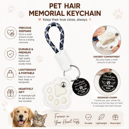 HOLDNEAR Leather Pet Paw Keepsake Keychain with Rope Lanyard - Memorial Charm for Dog and Cat Loss, Thoughtful Sympathy Gift for Pet Owners