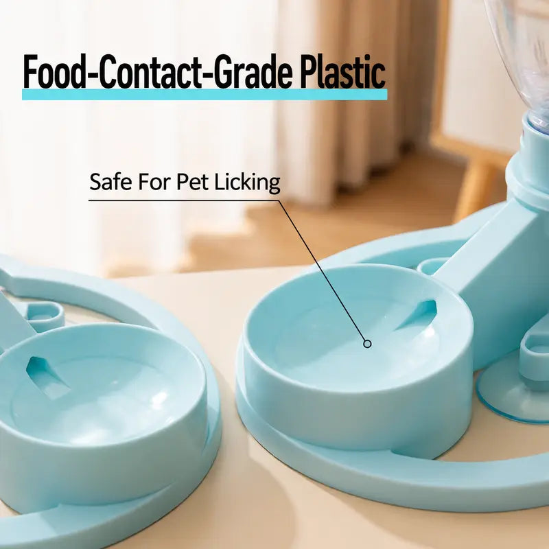 Automatic Gravity-Fed Pet Water Fountain - Compact Design, 30mm Bottle Compatibility, Continuous Fresh Water Flow, Blue for Small to Medium Dogs and Cats