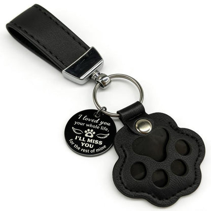HOLDNEAR Leather Pet Paw Keepsake Keychain with Rope Lanyard - Memorial Charm for Dog and Cat Loss, Thoughtful Sympathy Gift for Pet Owners