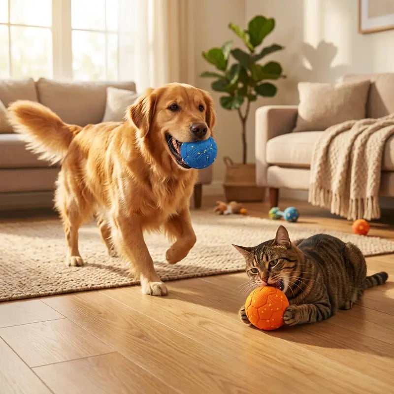 Sovelivee Interactive Plaid Dog Ball - Motion-Activated, USB-Rechargeable Smart Chew Toy with Silent Mode, Durable Design for Indoor Exercise and Boredom Relief